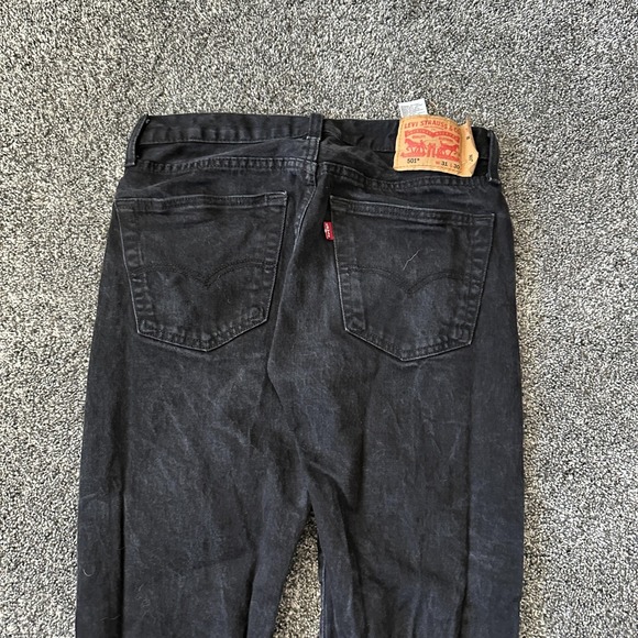 Levis 501 Jeans Mens 31x30 Black Button Fly Straight Leg Denim‎ Classic Original - Picture 8 of 16